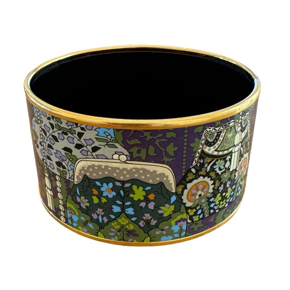 Hermes Bangle Bracelet - Coin Purse Printed Enamel w/ Gold Plating, Collectible - Picture 3 of 11